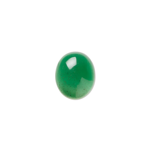 Cabochon, green agate (dyed), 12x10mm calibrated oval, B grade, Mohs hardness 6-1/2 to 7. Sold per pkg of 4. image number 0
