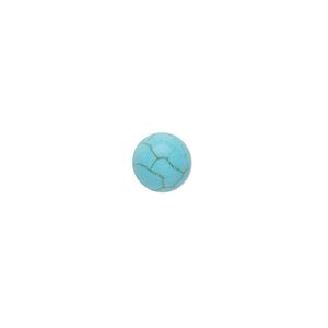 Cabochon, "turquoise" (resin) (imitation), 8mm calibrated round with matrix. Sold per pkg of 4.