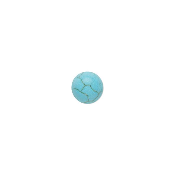 Cabochon, "turquoise" (resin) (imitation), 8mm calibrated round with matrix. Sold per pkg of 4. image number 0