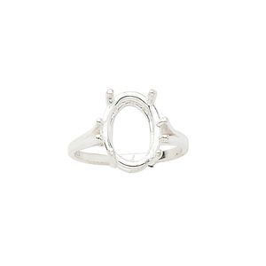 Ring, Sure-Set™, sterling silver, 14x10mm 4-prong oval basket setting, size 7. Sold individually.