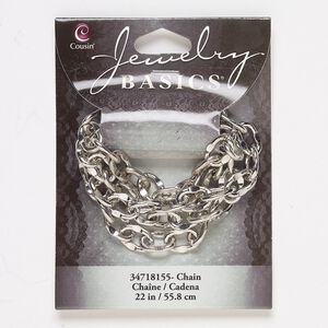 Chain, silver-finished steel, 9mm dimpled cable, 22 inches. Sold individually.