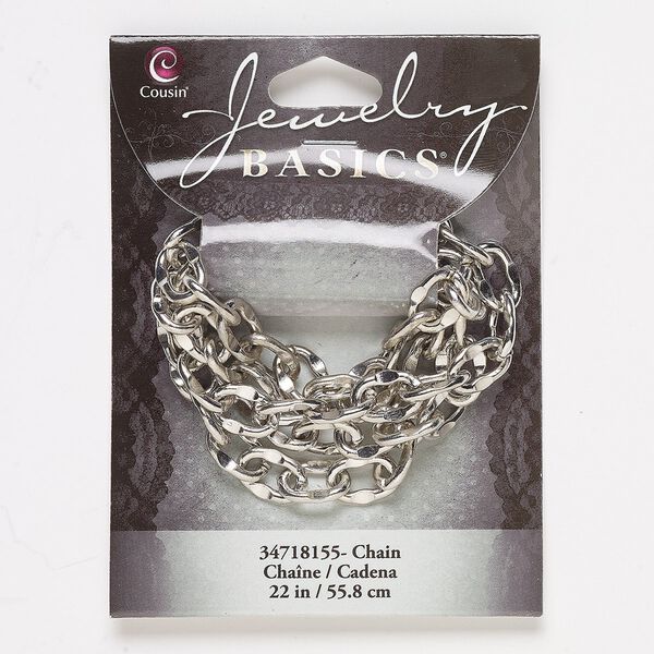 Chain, silver-finished steel, 9mm dimpled cable, 22 inches. Sold individually. image number 0