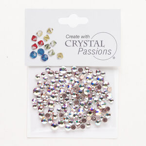 Flat back mix 1pkg144 crystal clear AB2X foil back, Crystal Passions&reg; rhinestone 3.00-4.80mm hotfix round SS12 / SS16 / SS20