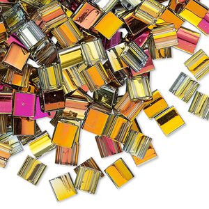 Seed bead, TILA®, glass, pkg/250g, 5mm full tila square, opaque marea crystal clear (TL-4551).