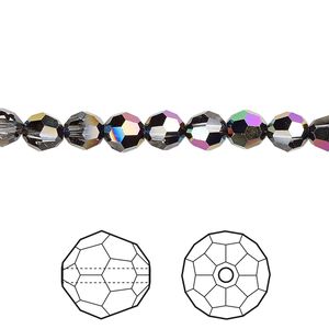 Bead 12pk crystal scarabaeus green, Crystal Passions® 6mm round 5000