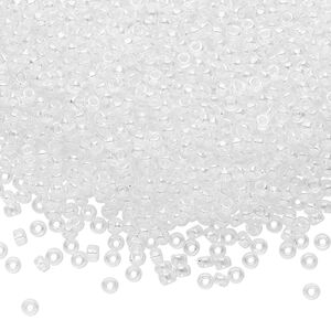 Seed bead, Miyuki, glass, pkg/25g, #11 rocaille, translucent rainbow crystal clear, (RR-250).