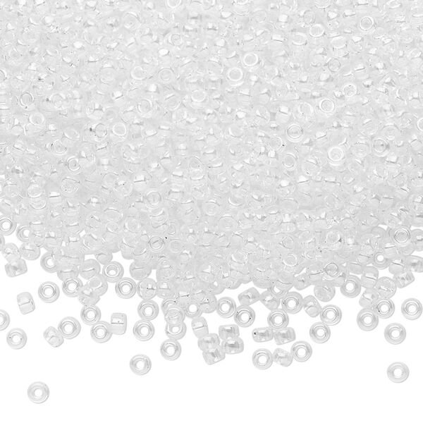 Seed bead, Miyuki, glass, pkg/25g, #11 rocaille, translucent rainbow crystal clear, (RR-250). image number 0