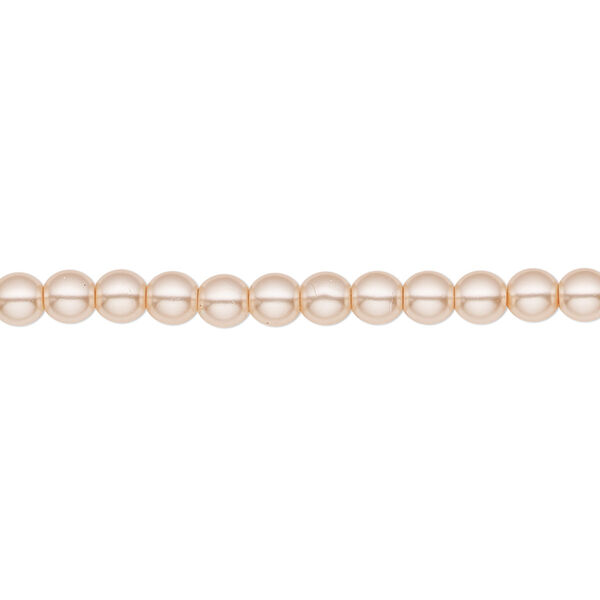 Bead, Czech pearl-coated glass druk, opaque light peach, 4mm round. Sold per 15-1/2" to 16" strand. image number 0