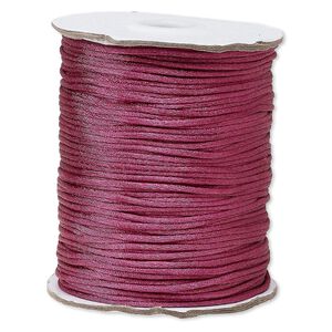 Cord, Satinique™, satin, dark rose, 1.5mm small. Sold per 400-foot spool.
