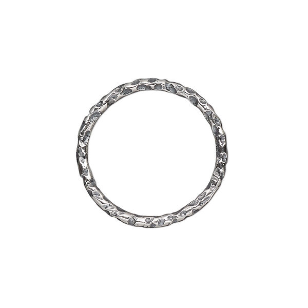 Jump ring, antiqued sterling silver, 18mm hammered round, 15.8mm inside diameter, 15 gauge. Sold Individually. image number 0