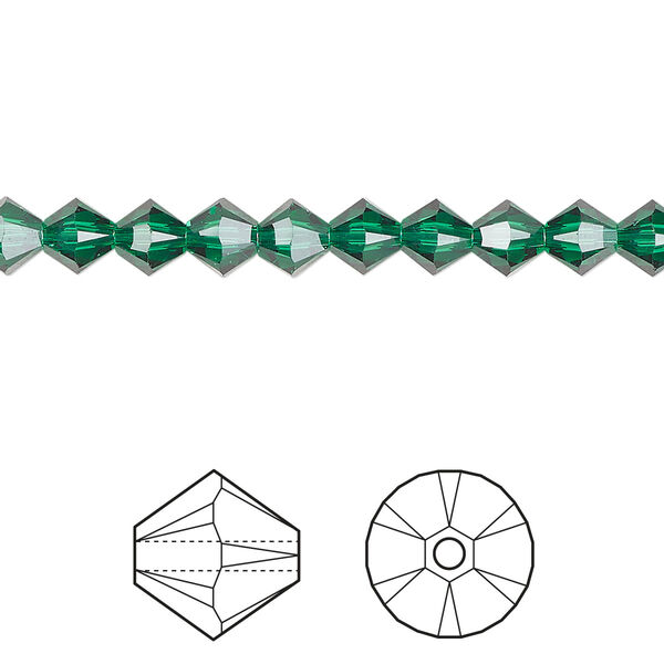 Bead 24pk majestic green, Crystal Passions® 5mm bicone 5328 image number 0