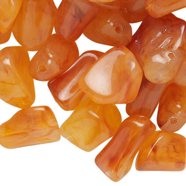 Bead, acrylic, amber, small nugget. Sold per pkg of 100. image number 0