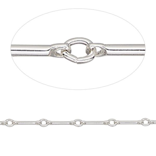 Chain, sterling silver, 2mm tube. Sold per pkg of 5 feet. image number 0