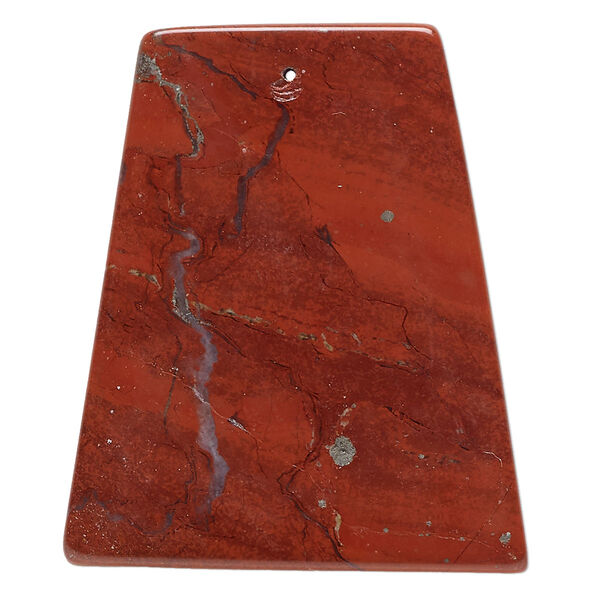 Red jasper 1pkg1, top-drilled flat trapezoid focal natural B grade, 48x39mm image number 0