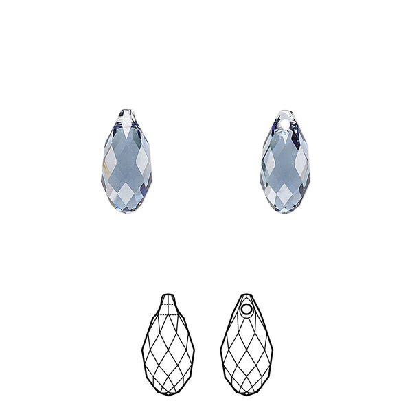 Briolette 2pk denim blue, Crystal Passions® 11x5.5mm pendant drop 6010 image number 0