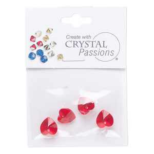 Drop 1pkg4 light Siam, Crystal Passions&reg;, 10mm fancy stone heart