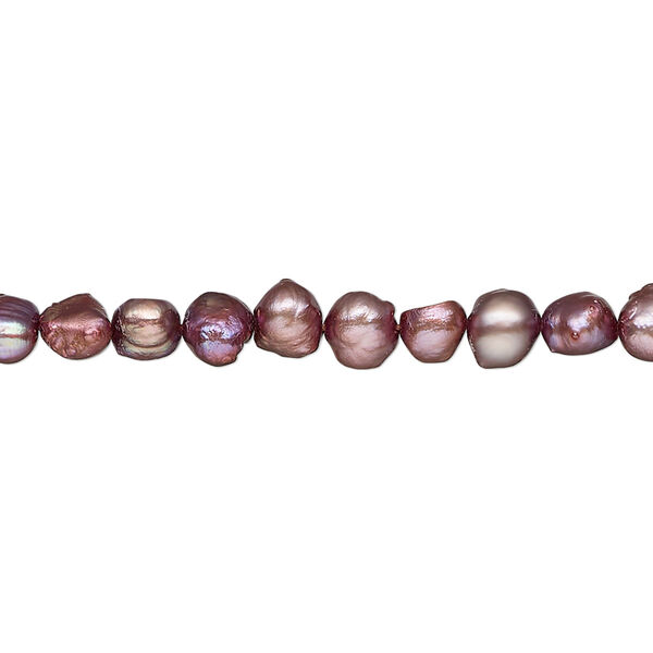 Pearl, cultured freshwater (dyed), orchid, 5-6mm flat-sided potato, D grade, Mohs hardness 2-1/2 to 4. Sold per 15-inch strand. image number 0