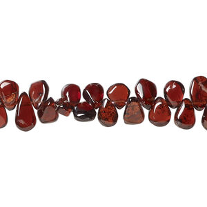 Garnet 1pkg1, hand-cut top-drilled puffed teardrop bead natural, 12 inch 5x4mm-9x6mm