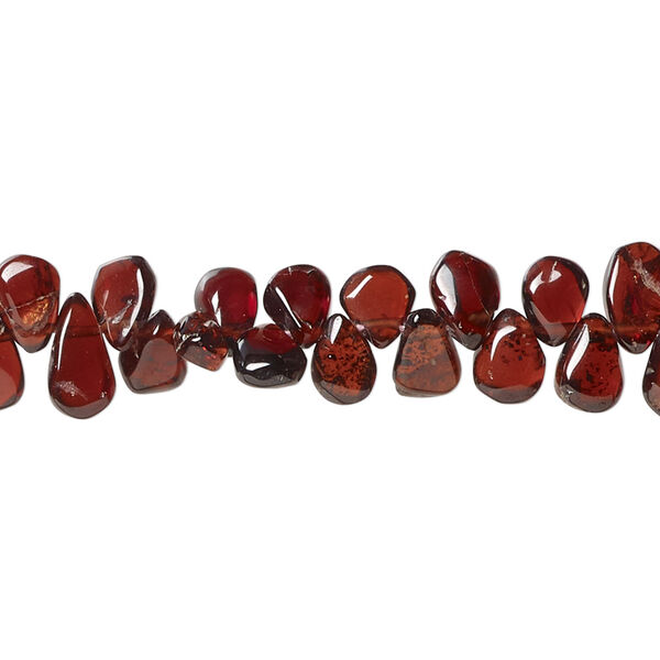 Garnet 1pkg1, hand-cut top-drilled puffed teardrop bead natural, 12 inch 5x4mm-9x6mm image number 0