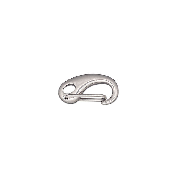 Clasp, self-closing hook, stainless steel, 15x8mm. Sold per pkg of 10. image number 0