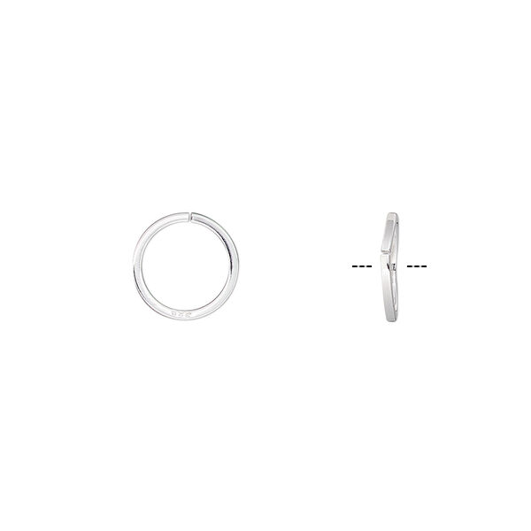 Jump ring, sterling silver, 9mm round square wire, 7.3mm inside diameter, 20 gauge. Sold per pkg of 50. image number 0