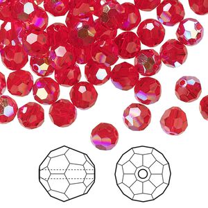 Bead 144pk light Siam AB, Crystal Passions® 6mm round 5000