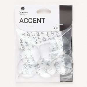 Drop, silver-finished steel and glass, clear, 25mm domed round. Sold per pkg of 7.