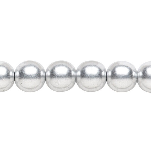Bead, Czech glass druk, opaque satin metallic silver, 10mm round. Sold per 15-1/2" to 16" strand. image number 0