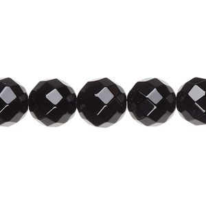 Black onyx 1pkg1, faceted round bead 15.5-16 inch 10mm