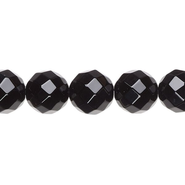 Black onyx 1pkg1, faceted round bead 15.5-16 inch 10mm image number 0