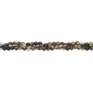 Black agate 1pkg1, round bead 15.5-16 inch 2mm