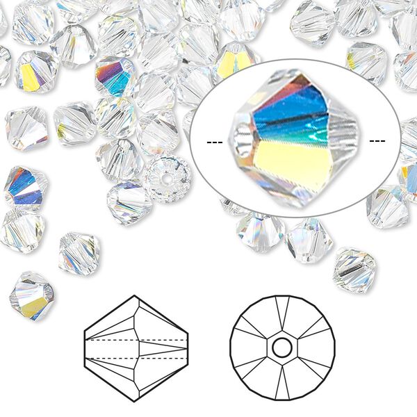 Bead 144pk crystal AB, Crystal Passions® 5mm bicone 5328 image number 0