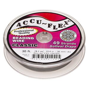 Beading wire, Accu-Flex®, nylon and stainless steel, clear, 49 strand, 0.014-inch diameter. Sold per 30-foot spool.