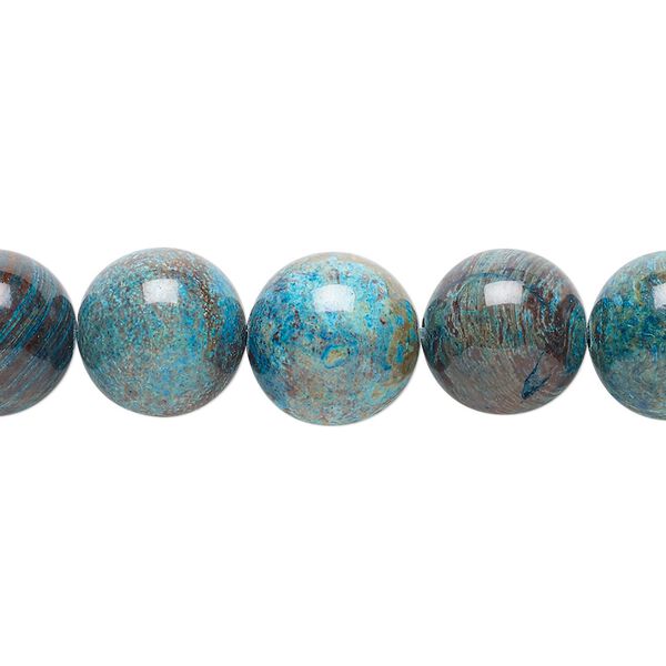 Bead, blue sky jasper (dyed / stabilized), 12mm round, C grade, Mohs hardness 6-1/2 to 7. Sold per 15-1/2" to 16" strand. image number 0