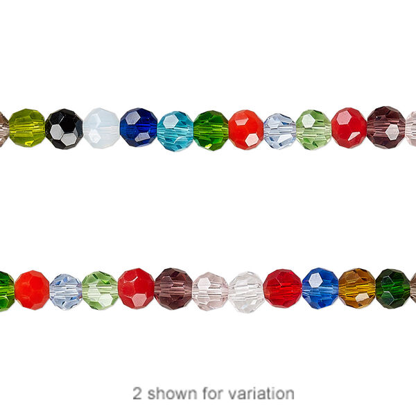 Bead 1pk 32 facets opaque to transparent mixed colors, Celestial Crystal® 4mm round 15.5-16 inch image number 0