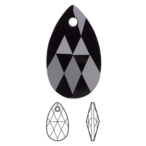 Drop 1pk jet, Crystal Passions® 28x17mm pendant pear 6106 image number 0