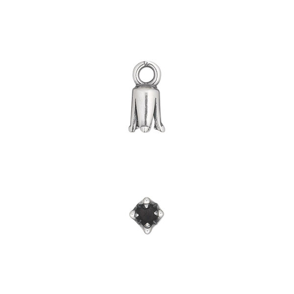 Cord end, JBB Findings, antique silver-plated pewter (tin-based alloy), 7x4mm cone, 2mm inside diameter. Sold per pkg of 4. image number 0