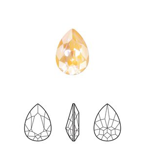 Fancy stone 1pk crystal peach DeLite, Crystal Passions® 14x10mm pear 4320