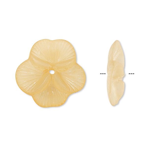 Component, acrylic, translucent frosted orange, 20x5mm flower. Sold per pkg of 100. image number 0