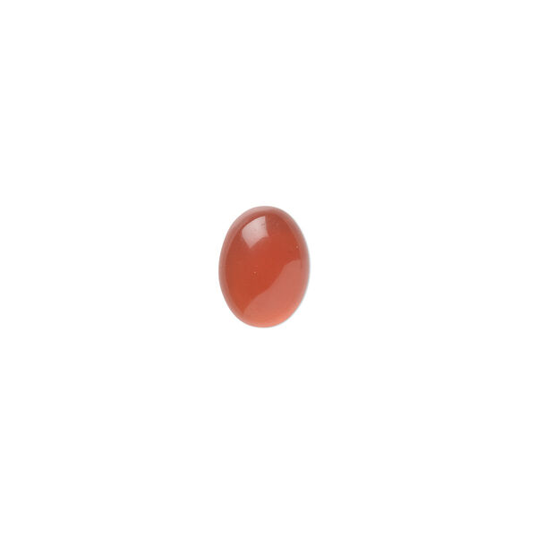Cabochon, carnelian (dyed / heated), 10x8mm calibrated oval, B grade, Mohs hardness 6-1/2 to 7. Sold per pkg of 10. image number 0