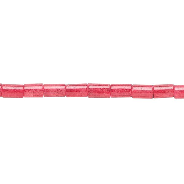 Bead, quartz (dyed), red, 5 x 3mm round tube, C grade, Mohs hardness 7. Sold per 15-inch strand, approximately 80 beads. image number 0