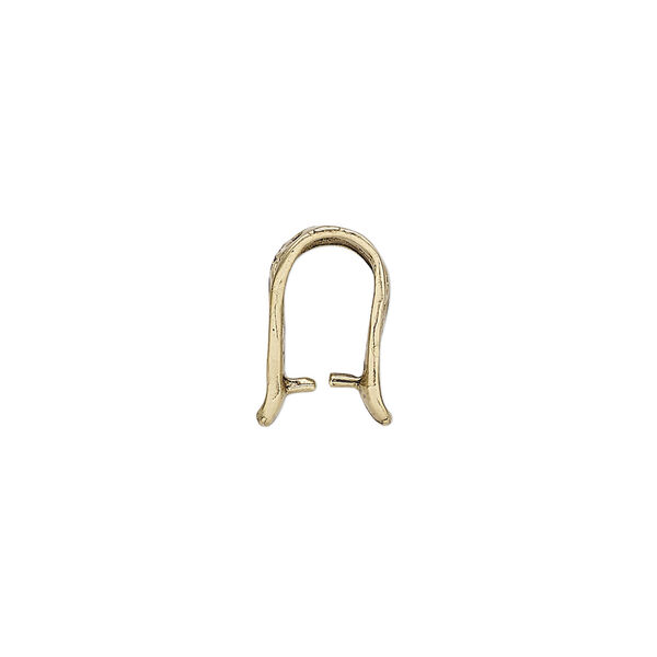 Bail, ice-pick, antiqued brass, 14x8mm fancy triangle, 9mm grip length. Sold individually. image number 1