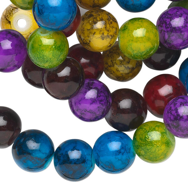 Bead, glass, jewel tones, 10mm round. Sold per 36-inch strand. image number 0