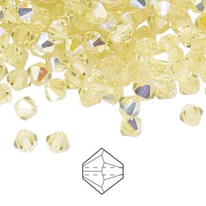 Bead 576pk jonquil AB, Preciosa Czech crystal 5mm bicone