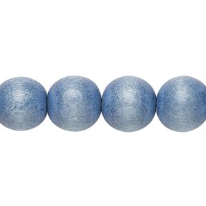 Bead, Taiwanese cheesewood (dyed / waxed), light blue, 11-12mm round. Sold per pkg of (2) 15-1/2" to 16" strands.