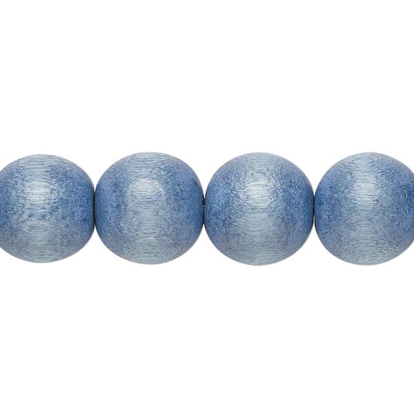 Bead, Taiwanese cheesewood (dyed / waxed), light blue, 11-12mm round. Sold per pkg of (2) 15-1/2" to 16" strands. image number 0