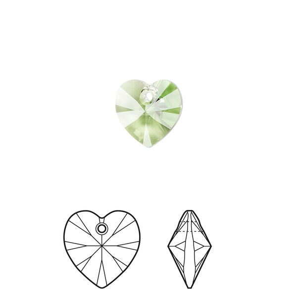 Drop 24pk peridot, Crystal Passions® 10mm pendant heart 6228 image number 0