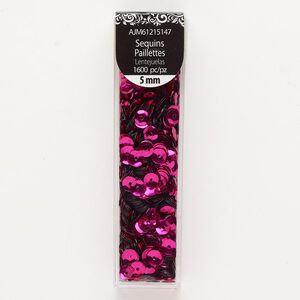 Sequin 1pkg1600 plastic, 5mm round, fuchsia