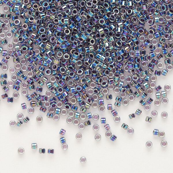 Seed bead, Delica®, glass, pkg/250g, #11 round, translucent amethyst-lined rainbow crystal clear (DB-0059). image number 0