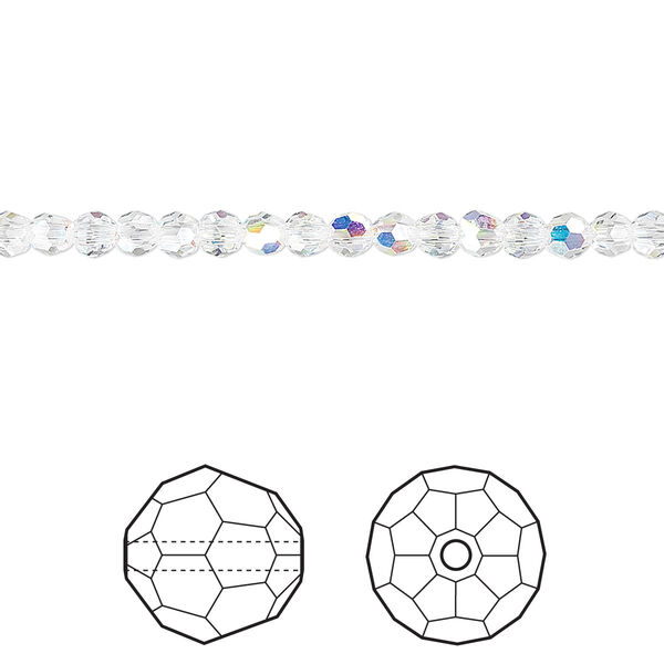 Bead 12pk crystal AB, Crystal Passions® 3mm round 5000 image number 0